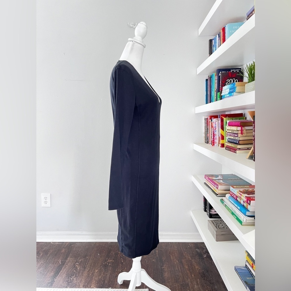 Standard James Perse V-Neck Long Sleeve Knit Dress Black size 3 - Picture 8 of 13